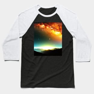 Ai Generated Art Scenery - Mountain Range Starry Night Baseball T-Shirt